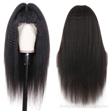 Shmily Wholesale Price Brazilian Remy Hair 13x4 Frontal Lace Wig 100% Virgin Human Hair Yaki Hair Style Kinky Straight Wig